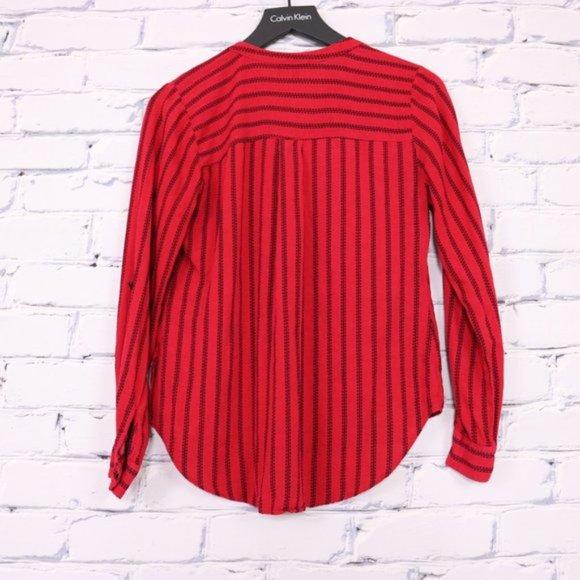 2/$20 red and black striped long sleeve blouse b6 - Picture 3 of 6